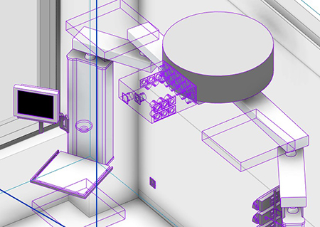 3D-Ansicht einer für medizinische Zwecke genutzten Deckeneinheit