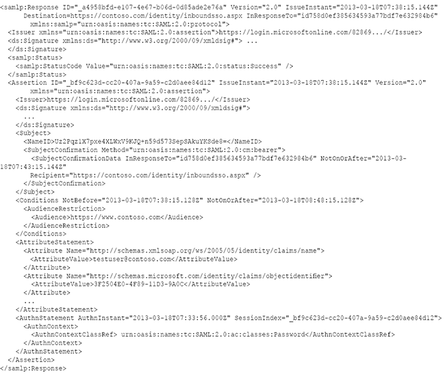 SAML Response Assertion