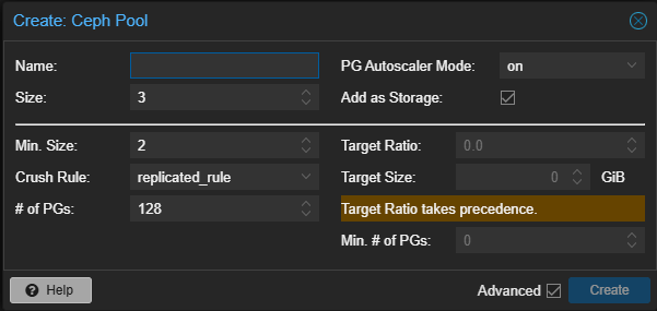Proxmox Ceph Erstellung Ceph-Pool Proxmox Ceph Erstellung Ceph-Pool