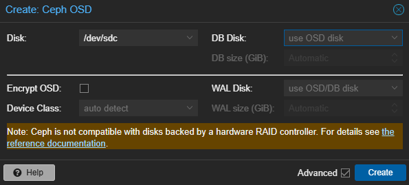 Proxmox Ceph Erstellung OSDs Proxmox Ceph Erstellung OSDs
