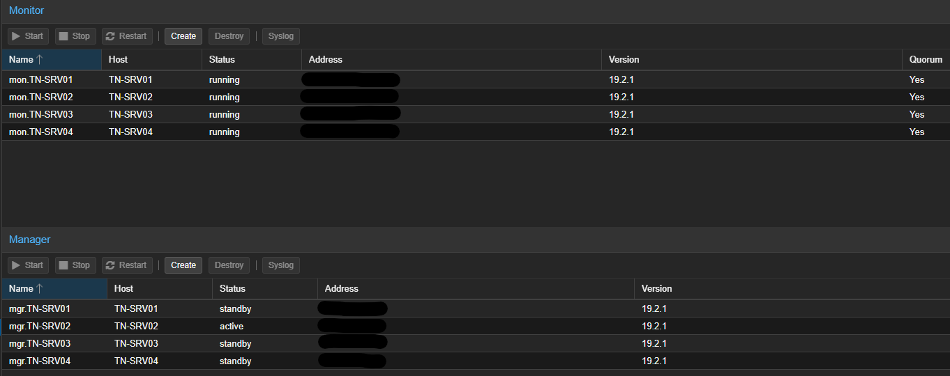 Proxmox Ceph MON und MGR Proxmox Ceph MON und MGR