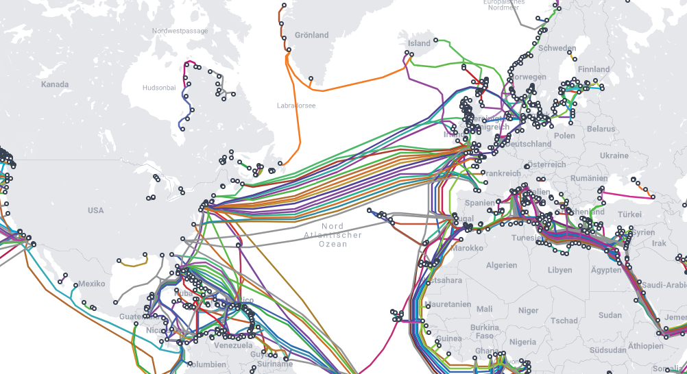 Untersee-Kabelverbindungen durch den Atlantik