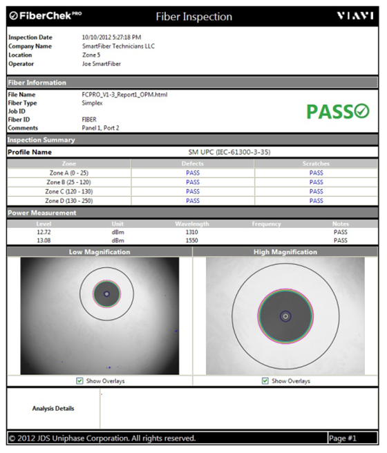 Auswertesoftware Viavi